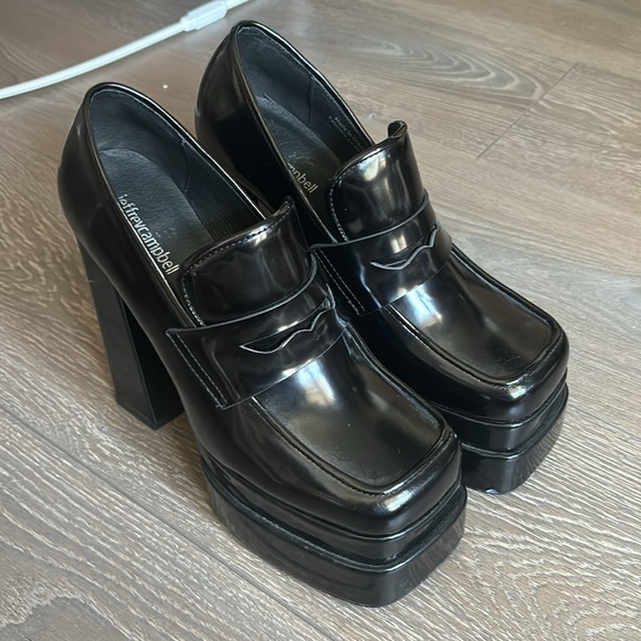 ❌SOLD Black Jeffrey Campbell Patent Loafers Platforms 8 - Picture 2 of 9